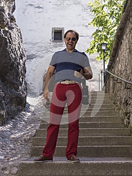 Full length portrait of happy man