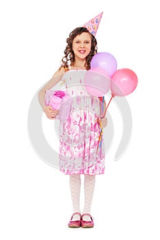 Full-length portrait of joyous girl