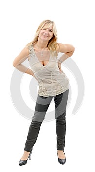 Full length portrait of mature blond woman