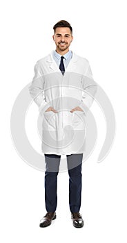 Full length portrait of medical doctor isolated