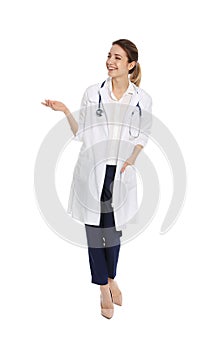 Full length portrait of medical doctor with stethoscope