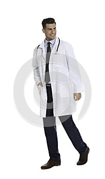 Full length portrait of medical doctor with stethoscope