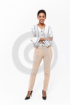 Full length portrait of a smiling young african businesswoman