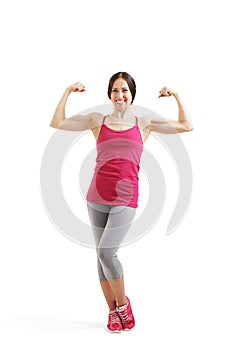 Full length portrait of sporty woman