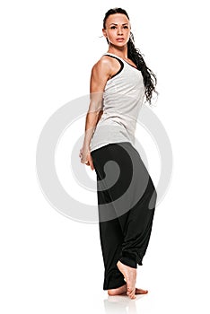 Full length portrait of a yoga woman