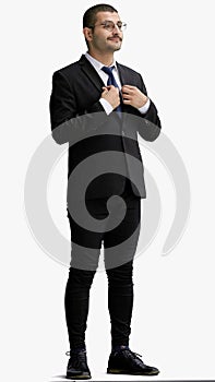 full-length portrait of a young man. standing isolated on white background