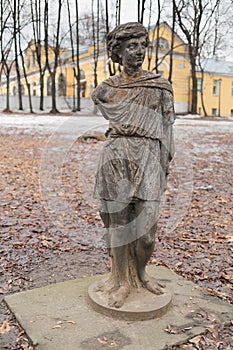 Full-length sculpture of young men in ancient