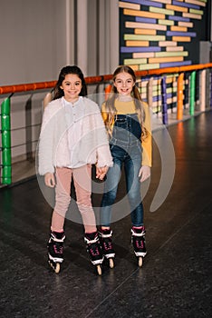 Full length shot of roller skaters