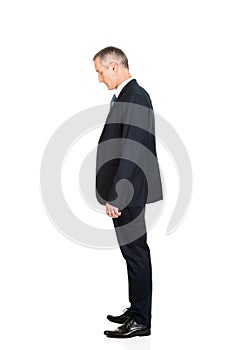 Full length side view businessman standing