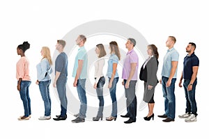 Side View Of Creative Business People Standing In Row
