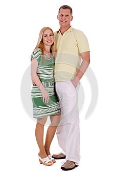 Full length of smiling middle aged couple standing
