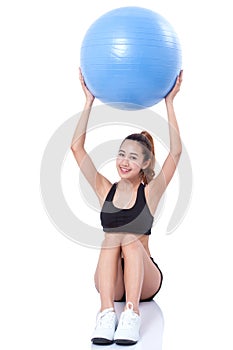 Full length sport young woman doing exercises