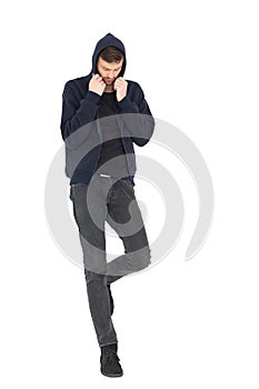 Full length of a stressed handsome young man