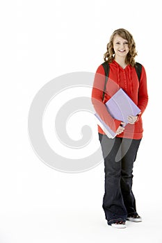 Full Length Studio Portrait Of Female Teenage Stud