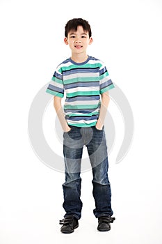 Full Length Studio Shot Of Chinese Boy