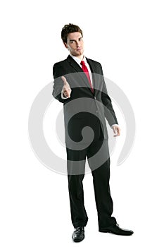 Full length suit businessman friendly handshake