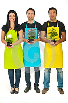 Full length of three florists team