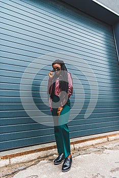 full length view of beautiful stylish young african american woman