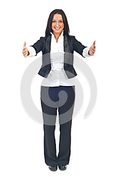 Full length of woman with open hands