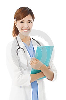 Full length young smiling professional Doctor with document