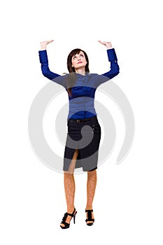 Full length of young woman holding gesture