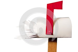 Full mailbox isolated on white background