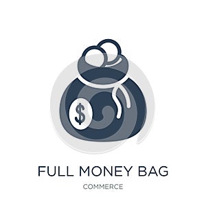 full money bag icon in trendy design style. full money bag icon isolated on white background. full money bag vector icon simple