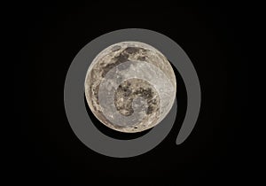 full moon in black sky , night view of moon in the dark sky , beautiful sharp picture of full moon in the sky