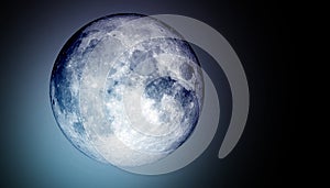 Full moon, Blue moon on a black background