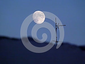 Full moon and blue sky