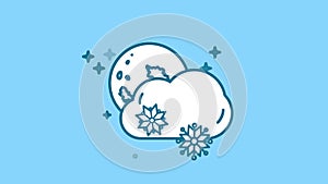 Full Moon, Cloud and Snow line icon on the Alpha Channel