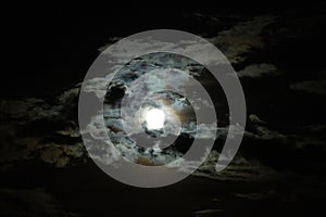 Full moon with clouds, Paschal Full Moon in April, 2023