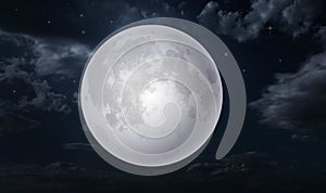 Moon on cloudy night background