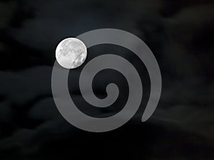 Full moon in dark sky