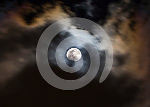 Full Moon and Dramatic Clouds at Night