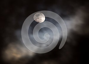 Full Moon and Dramatic, Colorful Clouds