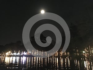 Full moon on Festive Loy Kratong Night