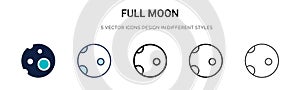 Full moon icon in filled, thin line, outline and stroke style. Vector illustration of two colored and black full moon vector icons