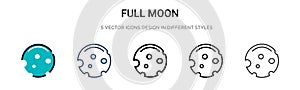 Full moon icon in filled, thin line, outline and stroke style. Vector illustration of two colored and black full moon vector icons