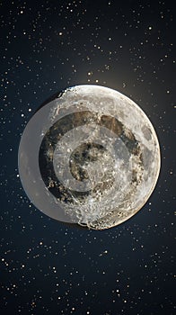 Full Moon Illuminated by Clouds in Night Sky