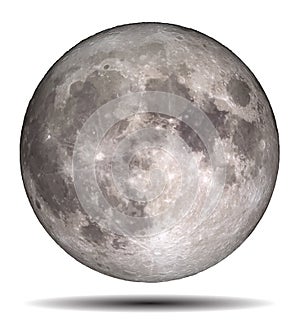 Luna piena isolato su sfondo bianco 