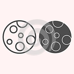 Full moon line and glyph icon. Planet craters on lunar surface. Astronomy vector design concept, outline style pictogram