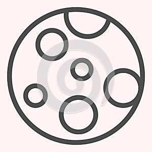 Full moon line icon. Planet craters on lunar surface. Astronomy vector design concept, outline style pictogram on white