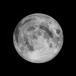 Full moon, lunar on dark night sky,