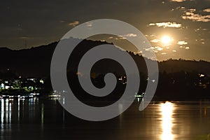 Full moon on the Mekong River