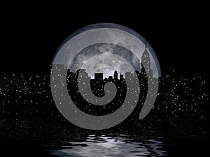 Full moon night city