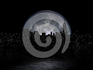 Full moon night city