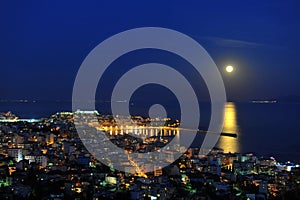 Full moon night over Kavala