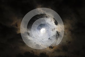 Full Moon in the night sky with clouds