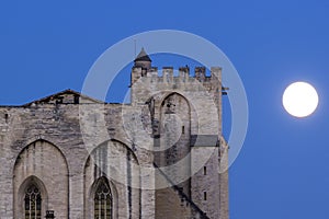 Full moon over Avignon in France